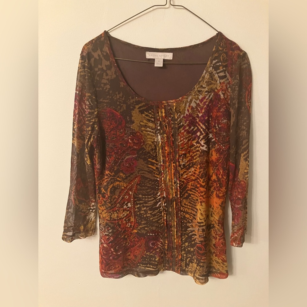Vintage Orange mesh graphic top